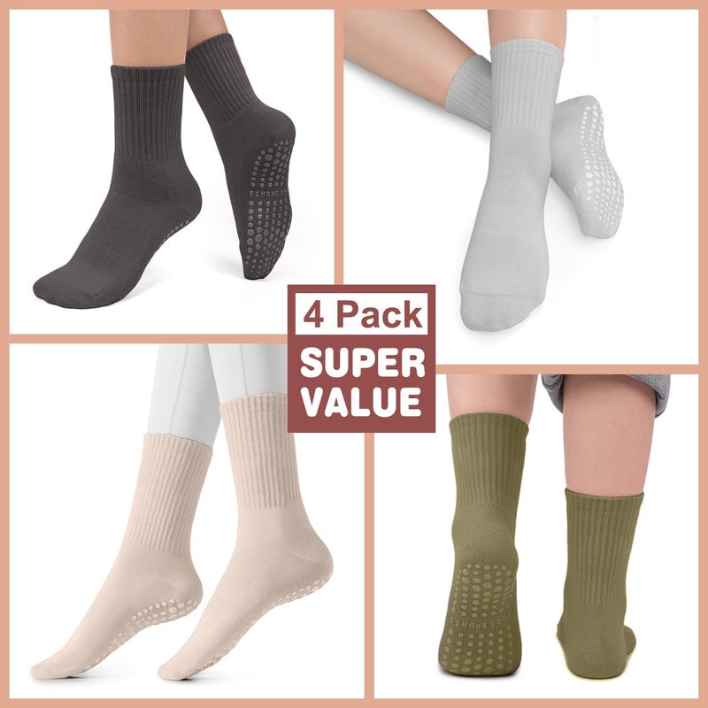 BLONGW Pilates Socks with Grips for Women, Non-Slip Yoga Athletic Socks for Barre Barefoot Workout Hospital - Image 4